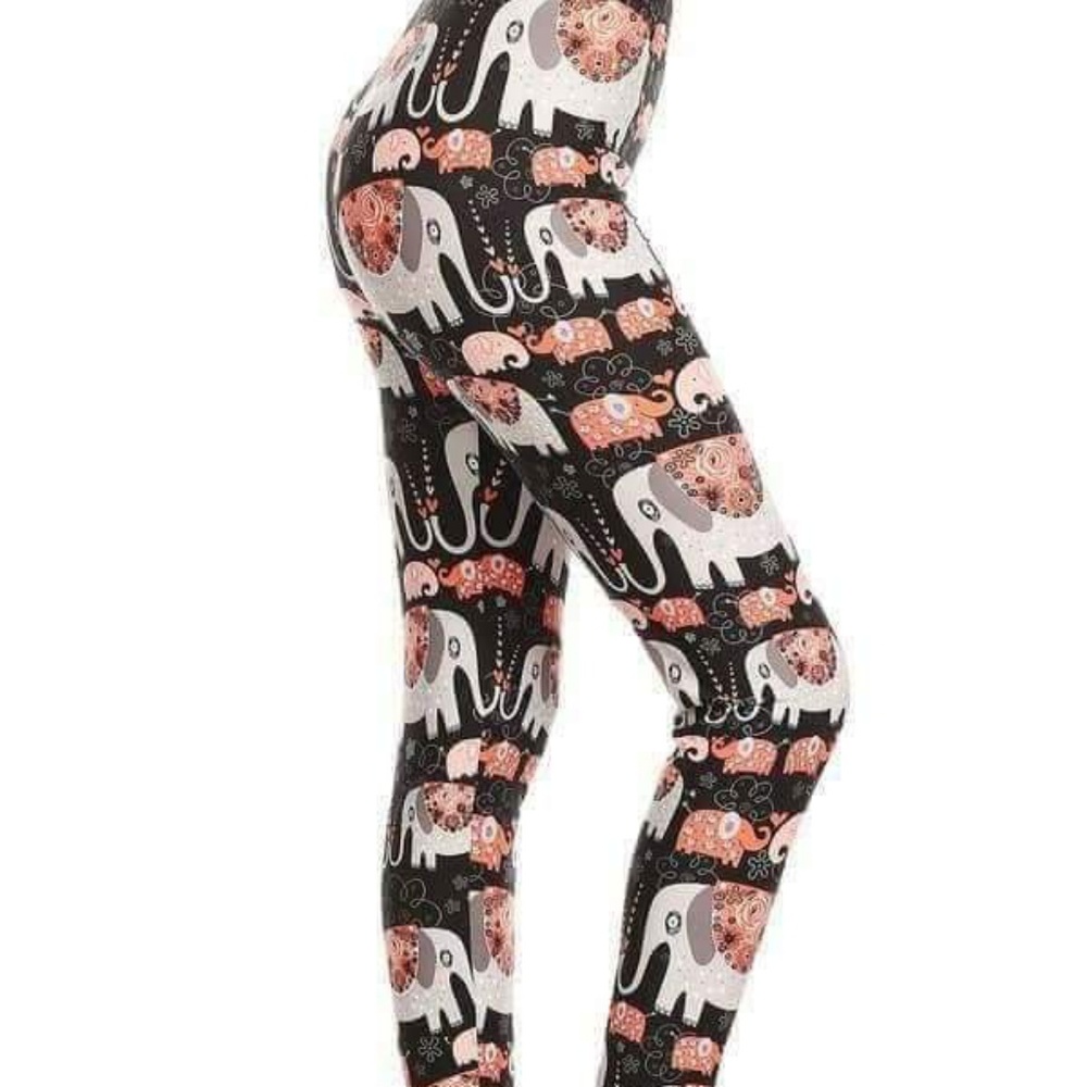 Plus Cute Cartoon Elephant Print Leggings